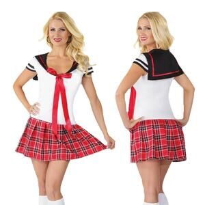 NWT Masquerade Anime School Girl Uniform Costume Adult Size M Dress & Socks